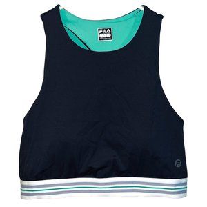 Fila Womens Racerback Sports Bra With Striped Band Size XL Black & Green